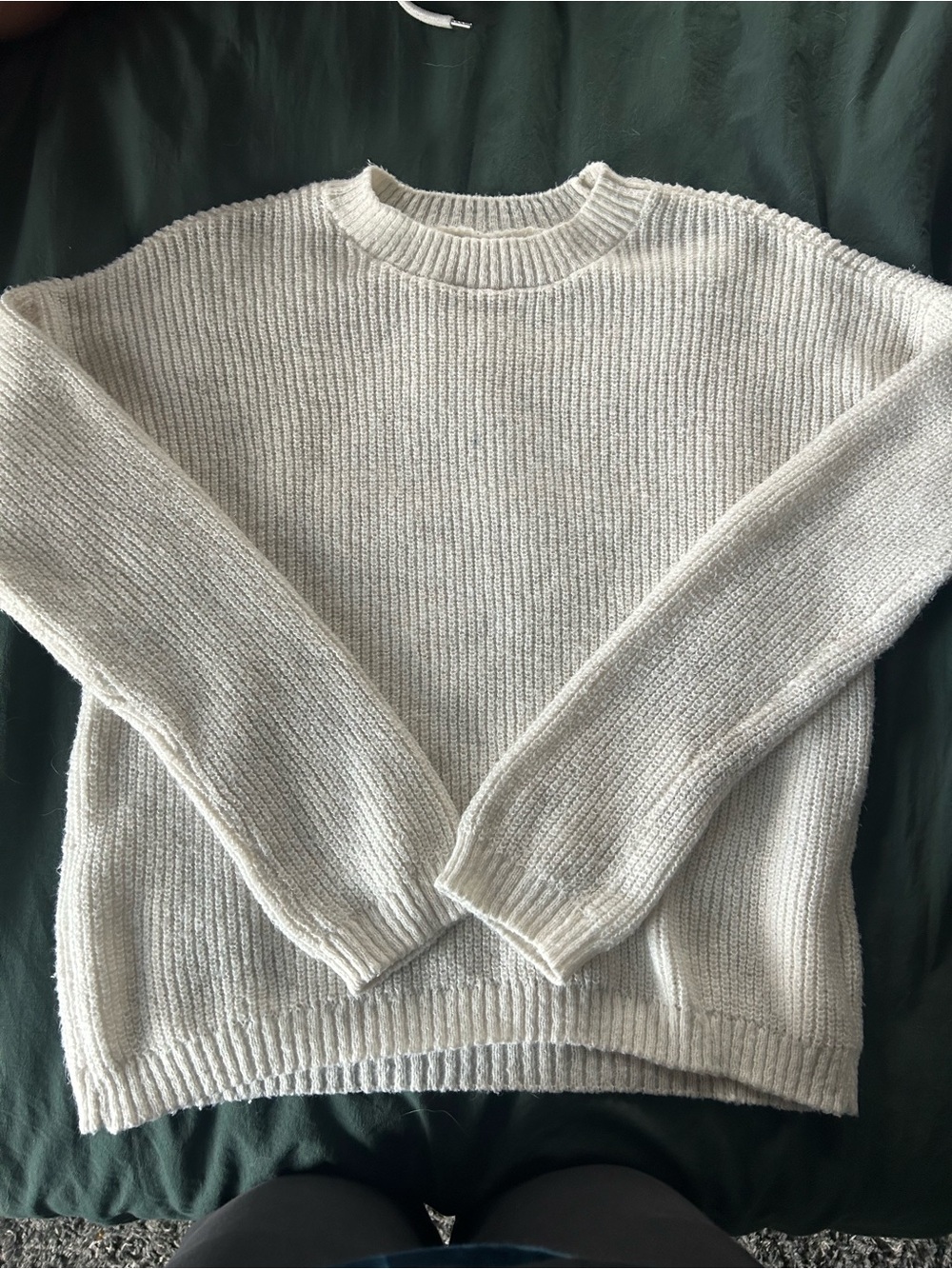 No Boundaries Cream Ribbed Crewneck Sweater
